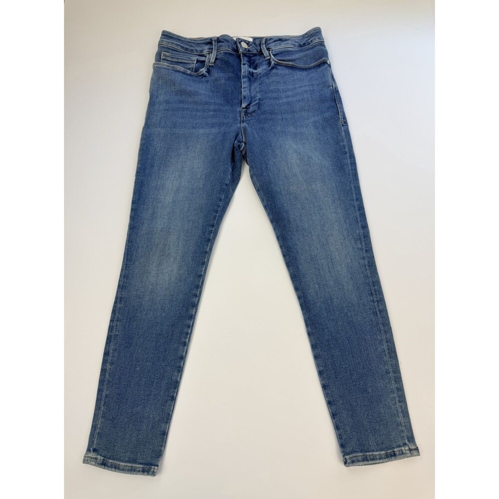 FRAME Le One Skinny Crop Jeans Size 2 Blue Stretch High Rise Denim